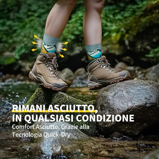 Detalle de CAMBIVO Calze trekking in merino lana con supporto anti vesciche (uomo/donna), 2 paia