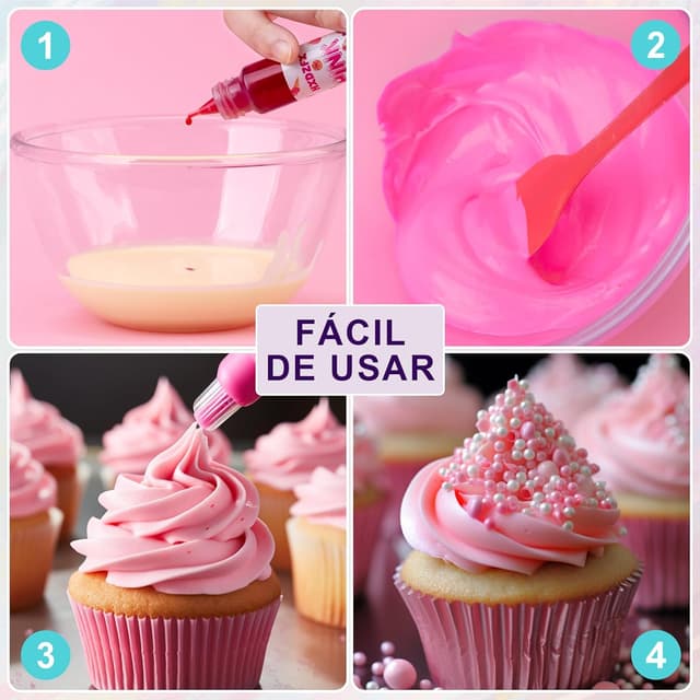 Thumbnail 3 de Colorante Alimentario Rosa 30ml x 3 - Alta Concentración, Repostería 🎨