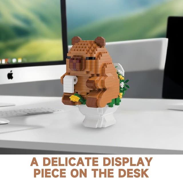 Detalle de MJDDJA Capy-bara Mini Building Blocks (Micro Blocks) — Capy-bara riding a pig, humorous kid/party gift set (M3147)