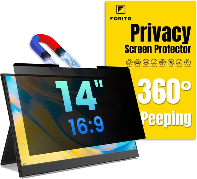 Detalle de F FORITO Magnetic Laptop Privacy Screen for 14-inch (16:9) Laptops & Portable Monitors