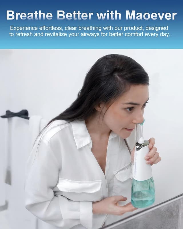 Detalle 2 de Nasal Irrigation System Cordless Nasal Rinsing Machine (Electric Neti Pot) with 3 Tips and 5 Pressure Modes