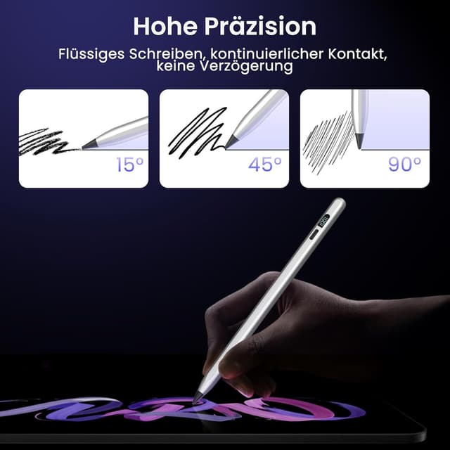 Detalle 2 de Mixoo Stylus Pen für iPad (2018–2026) – Stift mit schneller Ladung, Handflächenablehnung & Neigungssensitivität
