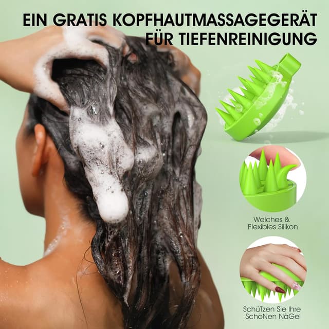 Detalle 2 de Teebaum-Kopfhautpeeling-Shampoo 2-in-1 mit Minzöl und Kopfhautmassagegerät (300 g)