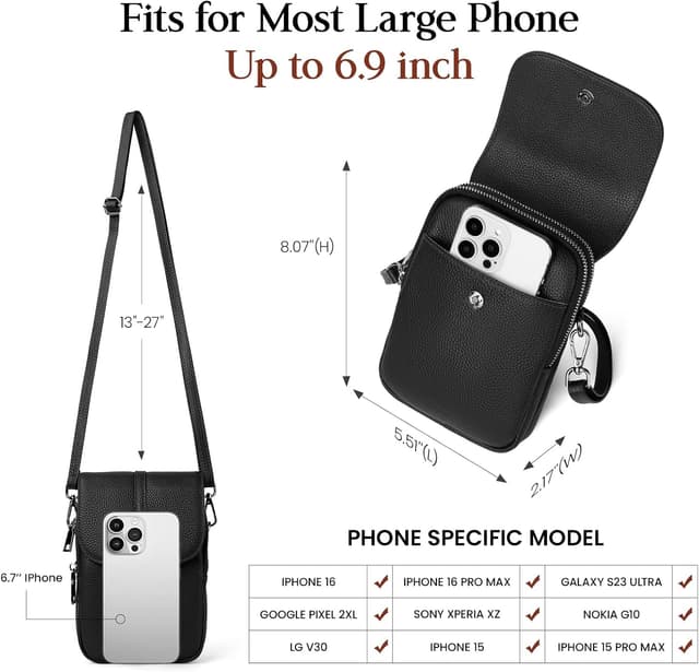 Detalle 2 de befen Genuine Leather Crossbody 5.51in phone bag