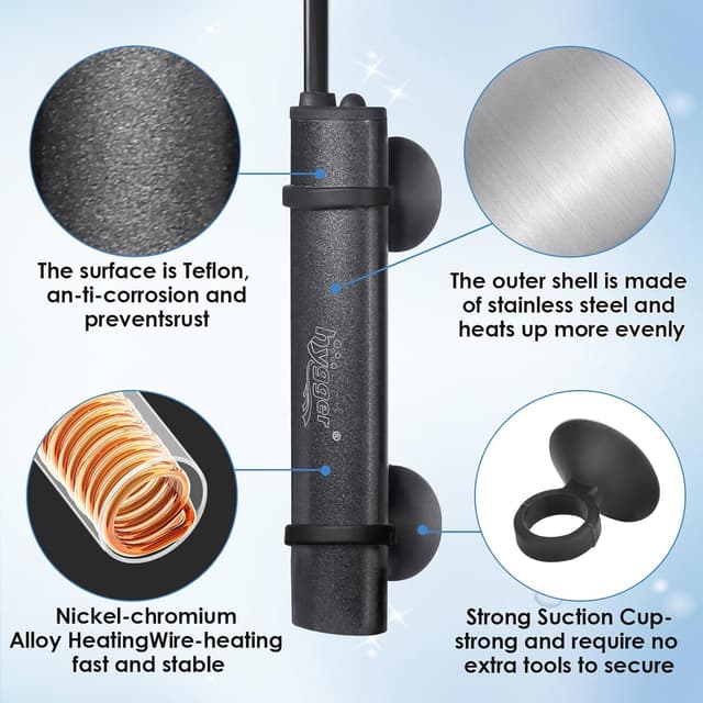 Detalle 2 de hygger Mini Aquarium Heizung 15W – Tauch-Heizstab für Süßwasser bis 10 L mit digitalem Display
