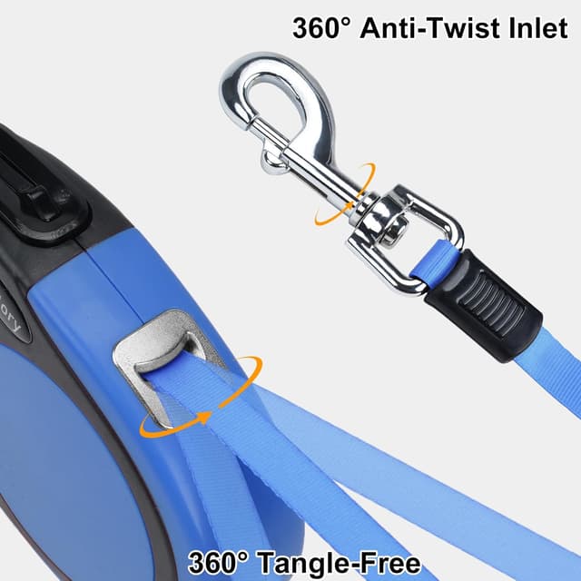 Detalle 1 de Taglory Retractable Dog Lead 5 m (Extendable, No-Tangle) for Small & Medium Dogs up to 20 kg, Blue
