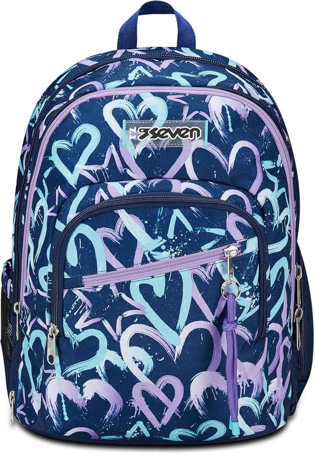 Detalle de Seven Zaino Scuola Advanced Detach Viola Blu – Crystal Purple, doppio scomparto con tasca staccabile e tasca porta PC