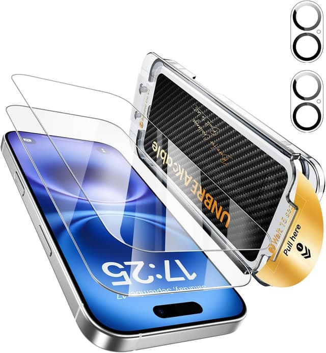 Detalle de UNBREAKcable 2+2 Pack Screen Protector & Camera Lens Protector for iPhone 16 (6.1")