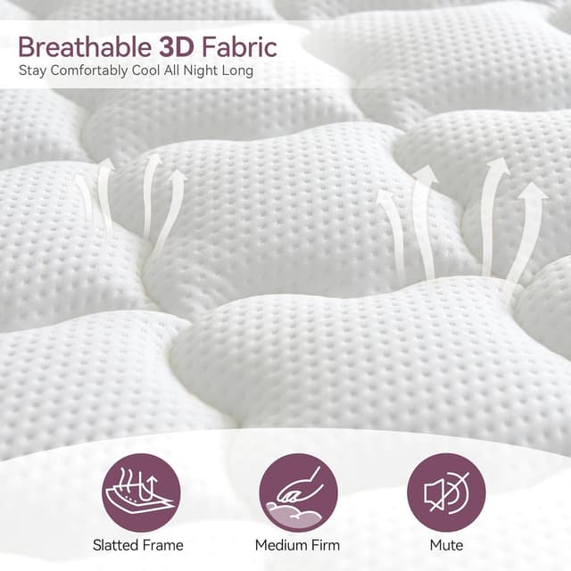 Detalle de dosleeps Single Mattress 3FT (90x190cm) – 10.6 Inch Memory Foam & 9-Zone Pocket Springs, Medium Firm, Edge Support