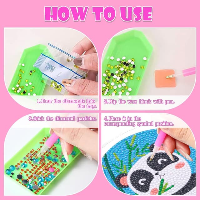 Detalle 2 de FAYAHAR Diamond Painting Kinder mit Rahmen (5D, Cartoon, 16,5 x 16,5 cm) – Stil A