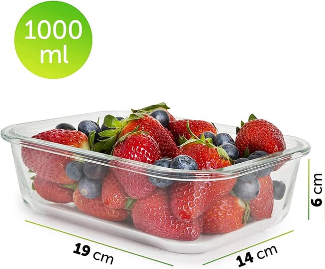 Detalle 2 de Prep Naturals 5-Pack Airtight Glass Meal Prep Containers (1 Compartment, 1060 ml)