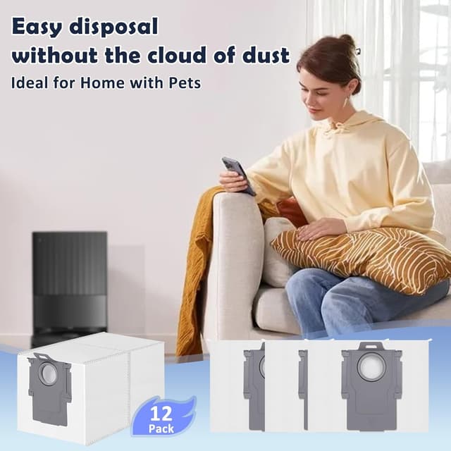 Thumbnail 4 de 12 Pack Vacuum Bags for Roborock Qrevo, 3L