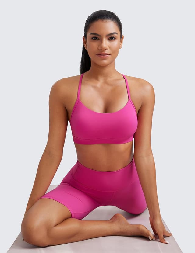 Detalle de CRZ YOGA Butterluxe : soutien-gorge de sport yoga à maintien léger, dos nageur bretelles spaghetti