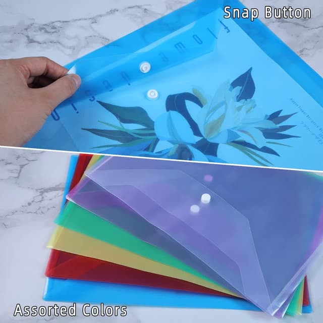 Detalle de Plastic-Wallets A4 Popper Wallet Folders (36 Pack) for Documents, Receipts and Travel Papers