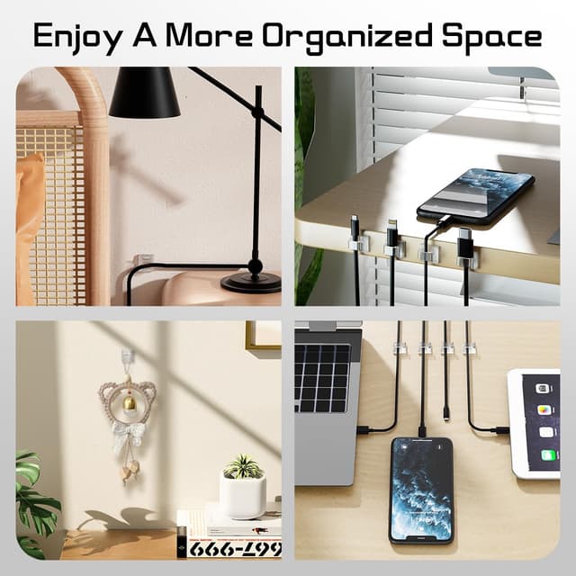 Thumbnail 6 de KGROTE 100PCS Self-Adhesive Cable Clips (Transparent, Medium) for home and office cable management