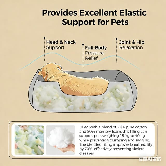 Detalle de Heymamba Extra Large Dog Bed XL 89x64x23CM