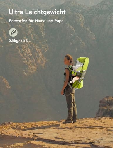 Thumbnail 7 de Besrey Porte-bébé de randonnée, sac à dos vert ⚙