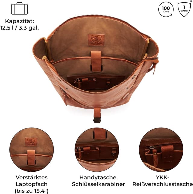 Detalle 2 de Berliner Bags Utrecht M Rolltop-Rucksack Leder 15