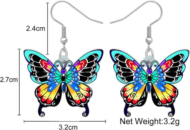 Detalle de DALANE Acryl Schmetterlingsohrringe mit Edelstahl-Ohrhaken (ca. 27 x 32 mm)