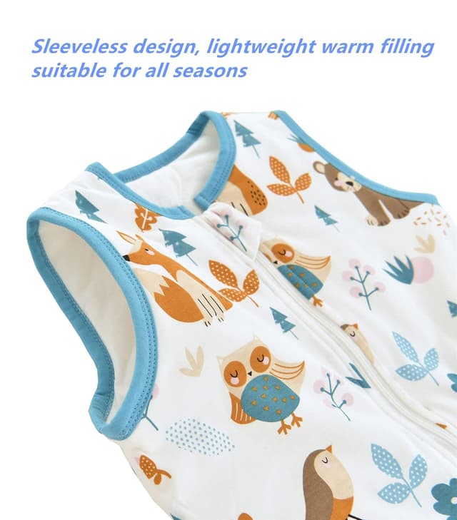 Detalle 2 de Chilsuessy Baby Schlafsack mit Füßen 2,5 Tog (Ganzjahr), Waldtiere – passend für Babyhöhe 80–90 cm