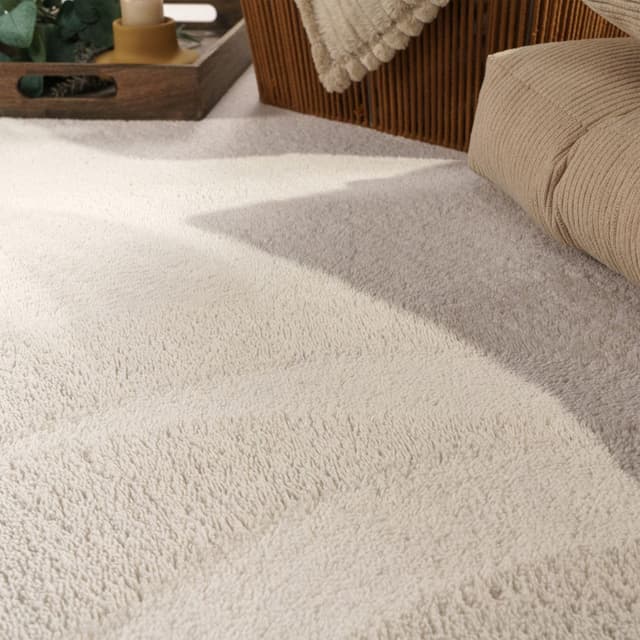 Detalle de TT Home Wohnzimmer-Teppich Kurzflor Anti-Rutsch 100% Polyester, Creme – 200×280 cm