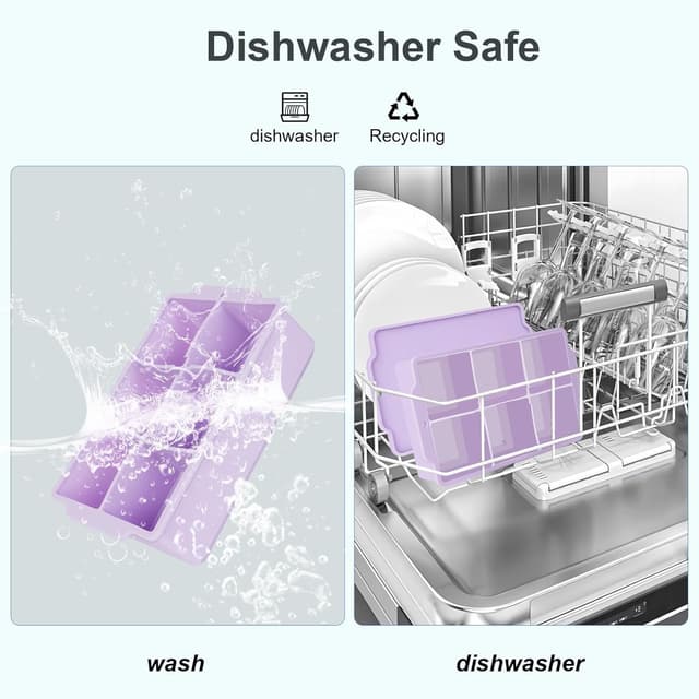 Thumbnail 6 de Lifhety Eiswürfelform Silikon (2 Stück) mit Deckel – 6 große Quadrate pro Form, 5×5×5 cm