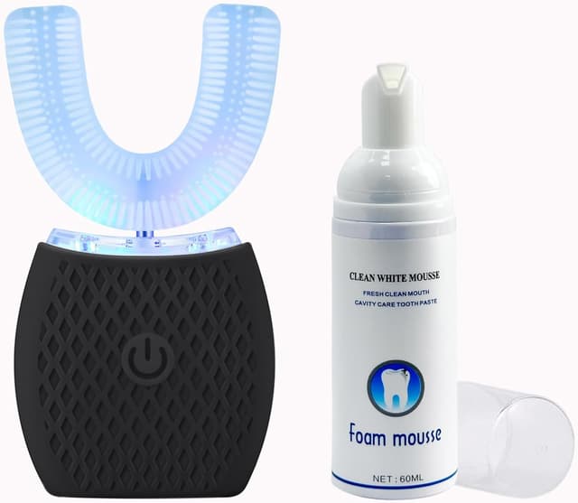 Detalle de Automatische Ultraschall-Zahnbürste (360°) mit Timer & 4 Modi – elektrische Schallzahnbürste für Erwachsene, Schwarz