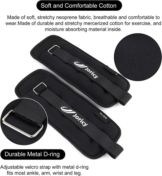 Detalle 2 de Adjustable Cotton-Fabric Ankle Weights (1/2/3/4/6/8/10/12/20 lb) — Pair for Ankles, Wrists, Arms & Legs