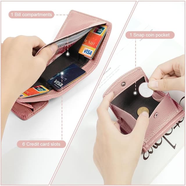 Detalle 2 de Aucuu portafoglio donna piccolo in pelle con portamonete e scomparti carte