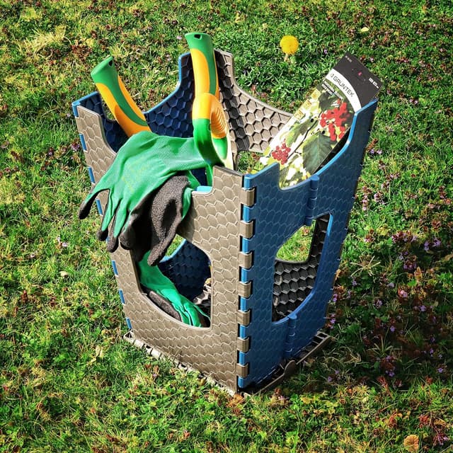 Detalle 2 de STARK sgabello pieghevole bambini e adulti, 44 cm, grigio e blu, portata fino a 120 kg