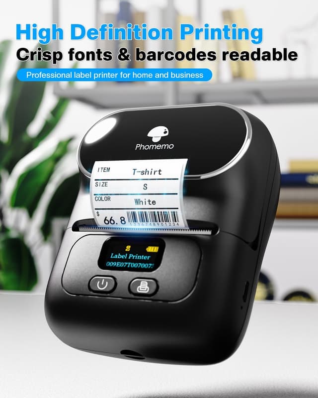 Detalle 2 de Phomemo M110 Bluetooth Label Printer with 3 Label Rolls Set (inkless thermal)