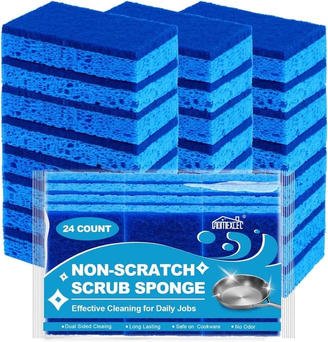 Detalle de HOMEXCEL Kitchen Sponges (24 pcs) — Non-Scratch Dual-Sided Scrub & Wipe Sponges