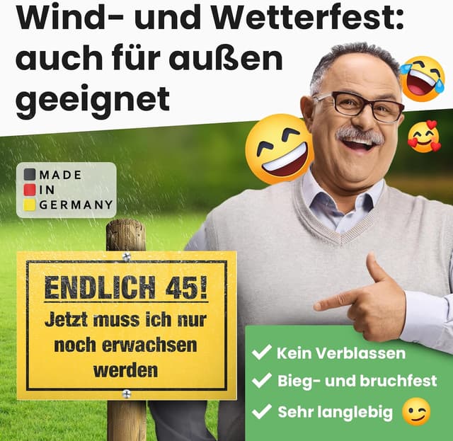 Thumbnail 4 de DankeDir! Endlich Fünfundvierzig Schild 30 x 20 cm