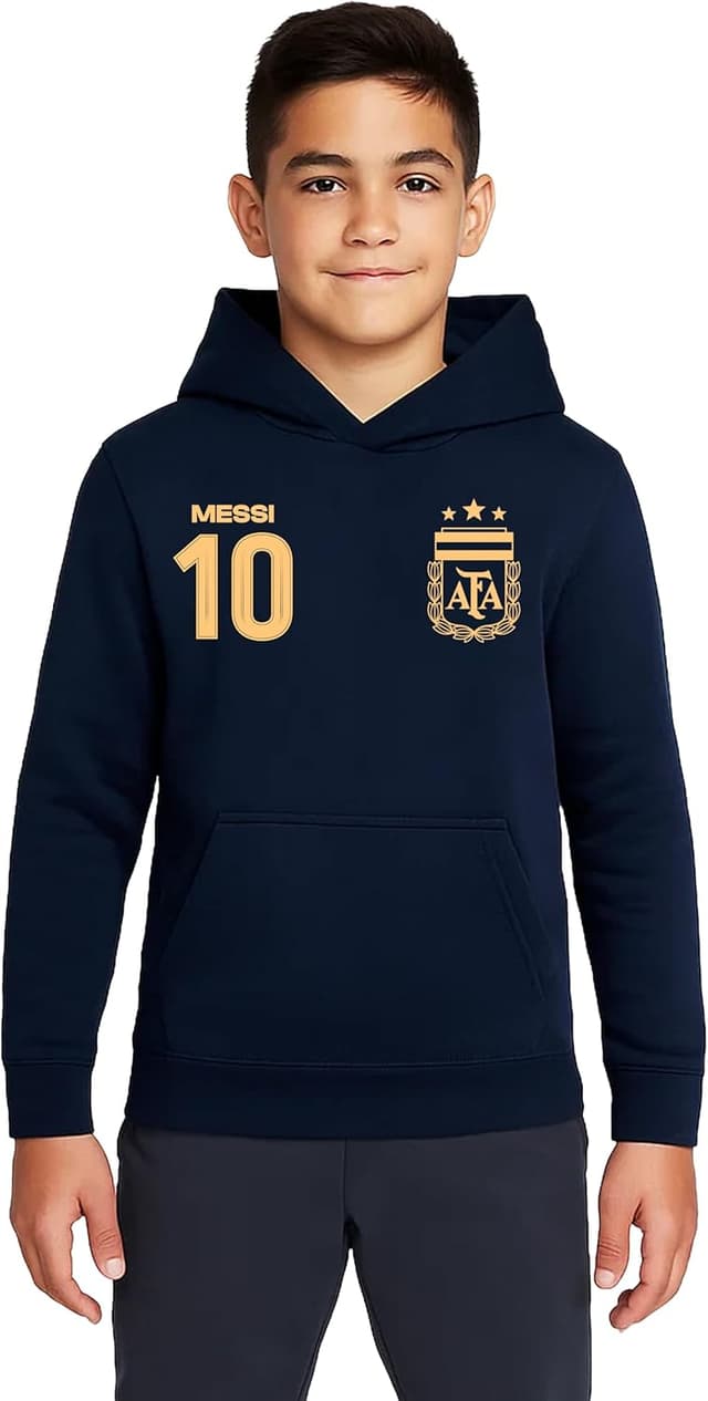 Detalle de Icon Sports Officially Licensed Lionel Messi Argentina Pullover Hoodie (Unisex Kids)