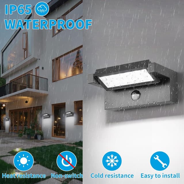 Detalle 2 de Applique LED da parete esterno con sensore di movimento e pannello orientabile IP65, 22W, 6500K bianco freddo