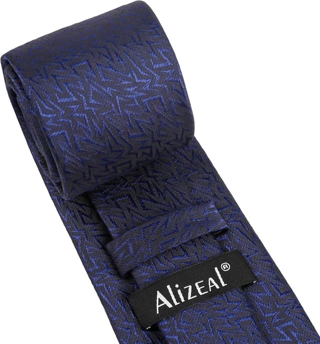 Detalle de Alizeal men’s solid colour tie and pocket square set (self-tied necktie + matching hanky)