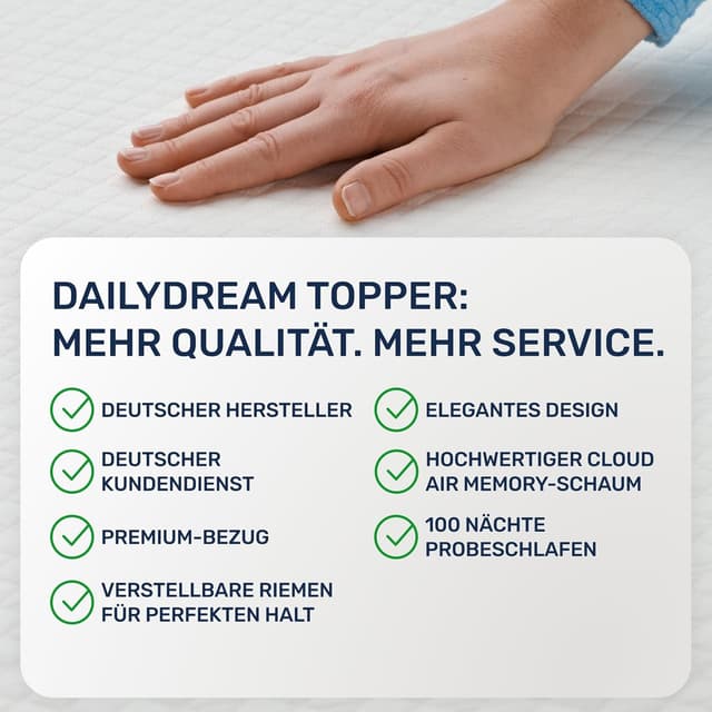 Detalle 2 de Dailydream Matratzen-Topper 160x200 cm (Memory Foam, 7 cm) – Edition Pure, Modell L