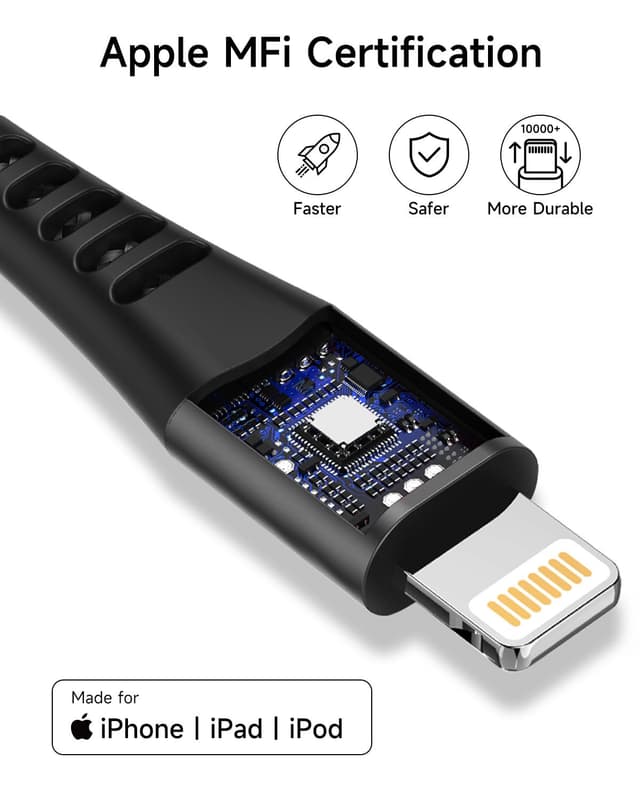 Detalle 2 de Câble iPhone Charge Rapide 3 m Anssan (Lightning USB certifié Apple MFi)