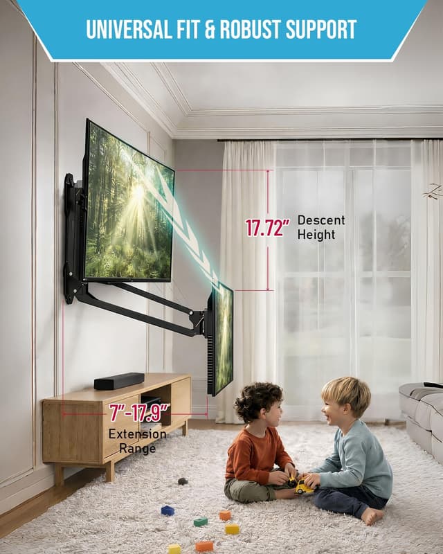 Detalle 2 de Motorized Fireplace TV Wall Mount 88 lbs