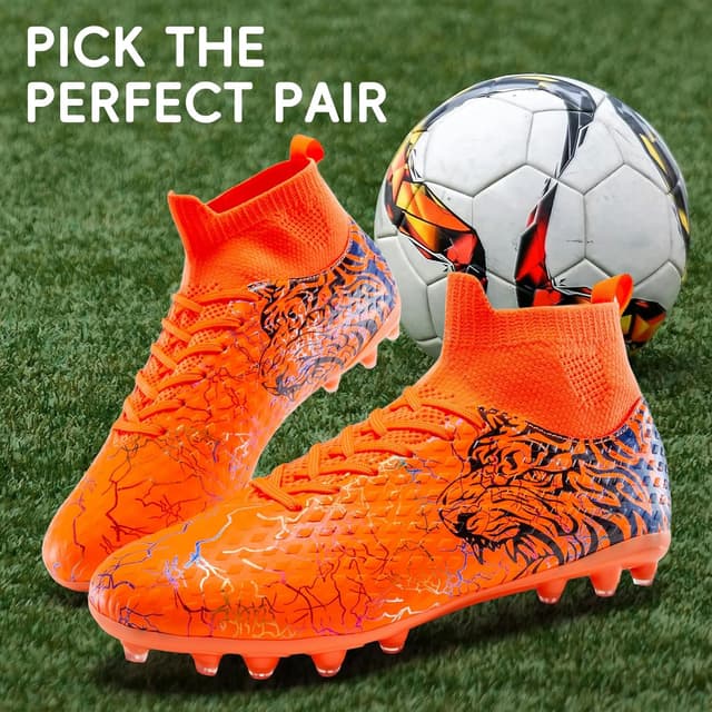 Detalle 2 de ZGWULZNGL Youth Soccer Cleats for Kids (Boys & Girls) – High-Top Training Football Shoes