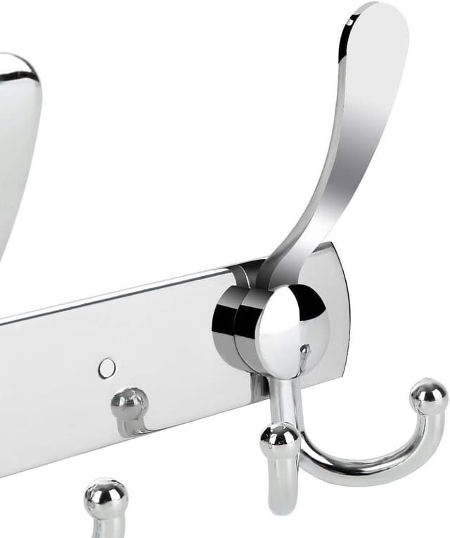 Detalle 2 de LYLIN portemanteau mural à 5 crochets en acier inoxydable (45 x 13 cm) pour salle de bain et entrée