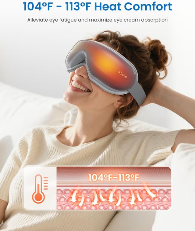 Detalle de RENPHO Eyeris 1 Eye Massager with Heat, Vibration & Bluetooth Music