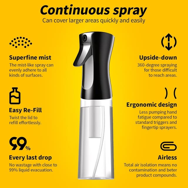 Detalle 1 de Kontinuierliche Wassersprühflasche mit feinem Sprühnebel (0,3-mm-Düse) – schwarz/weiß, nachfüllbar