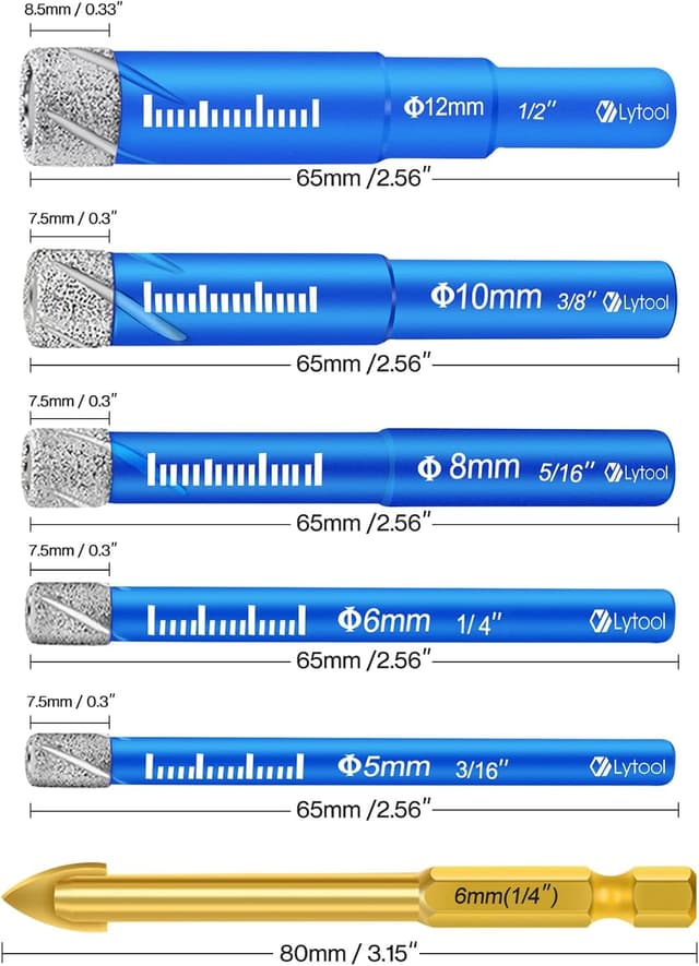 Detalle 2 de Lytool 5PCS Brocas de Diamante para Cerámica