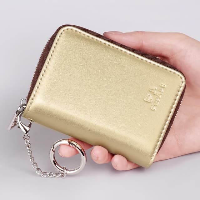 Detalle 2 de FurArt credit card wallet with zip, RFID blocking and keychain — compact card holder