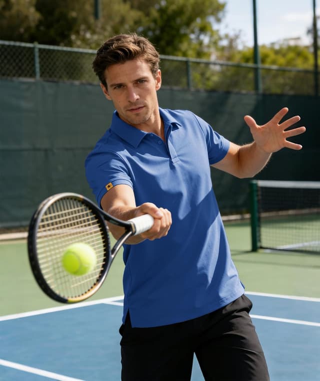 Detalle de JACKETOWN Polo Shirt da uomo a manica corta ad asciugatura rapida, traspirante e con bottone davanti