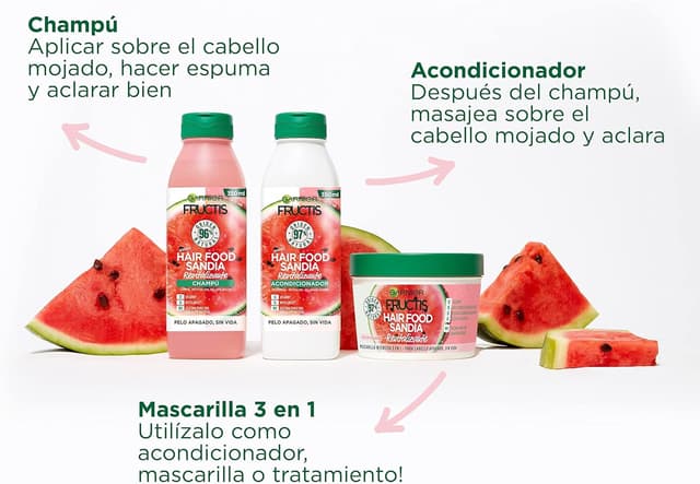 Thumbnail 2 de Garnier Fructis Hair Food Sandía 📦 Pack Champú, Acondicionador y Mascarilla