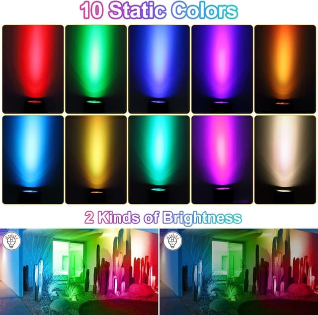 Thumbnail 6 de CLV 6-in-1 Solar RGB Spotlights (IP66) for Garden, Remote Control Colour-Changing LED Spots
