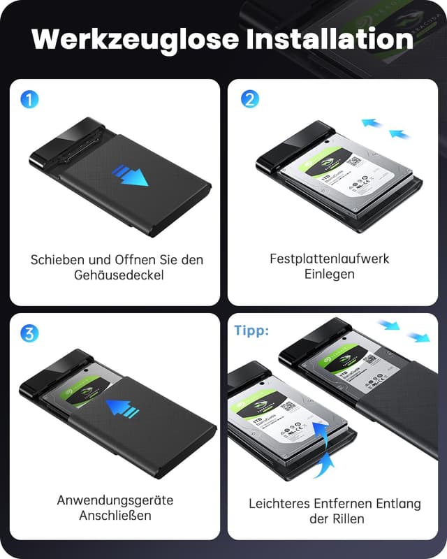 Thumbnail 5 de POSUGEAR Festplattengehäuse 2,5 Zoll USB C 3.1 6 Gbps