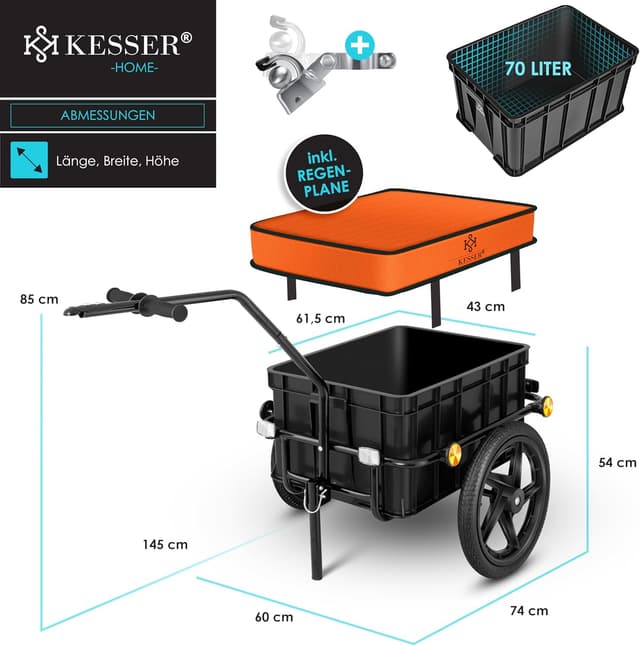 Thumbnail 6 de KESSER Fahrradanhänger 70 l Lastenanhänger